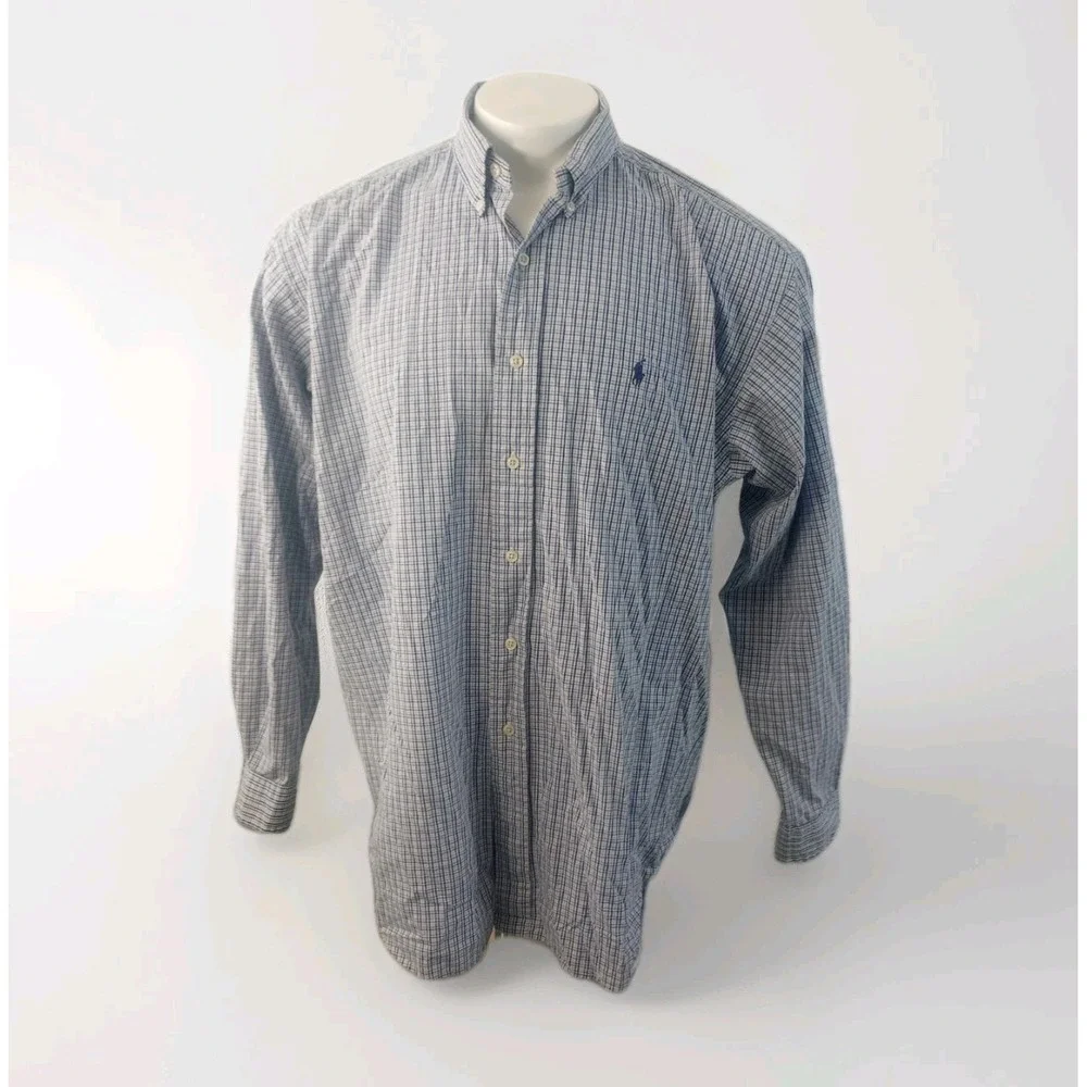 Polo Ralph Lauren Blake Shirt Mens XL Blue Plaid Button Up Long Sleeve Pink Pony